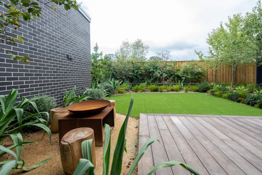 Landscaping shot of firepit